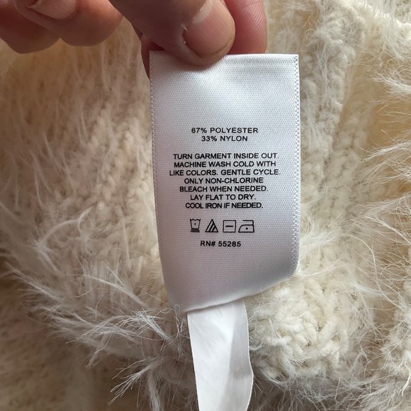 Express Women's Cream Cowl Neck fuzzy cropped Sweater Size Small - Picture 5 of 7